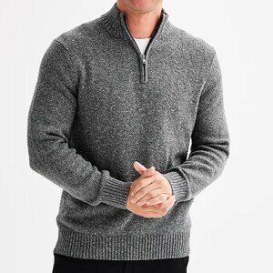 Men's Sonoma Goods For Life Heavyweight 1/4-Zip Sweater, Size: XXL, Gray Nep
